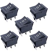 TWTADE / 5Pcs Black ON/Off/ON DPDT 6 Pin 3 Position Boat Rocker Switch Car Auto Boat Rocker Toggl...