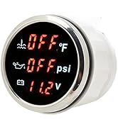 Focket 3 in 1 Digital Water Temp Gauge,Oil Pressure Gauge,Voltage Meter for Car Motorcycles,LED D...