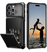 Nvollnoe Compatible with iPhone 15 Pro Max Case with Card Holder[Store 5 Cards] Dual Layer Heavy ...