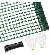 PotatoLife Plastic Mesh Fence Safety Fence, 4'x100' Roll with 100 Zip Ties, Resuable Temporary Ne...