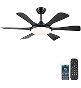 Surtime Ceiling Fans with Lights-47 Low Profile Ceiling Fan with Light and Remote/APP Control,Flu...