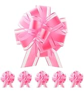 Pink Bow for Gift Wrapping Valentine's Day, 6 Inch Pre Made Pull Bows for Gift Wrap, Big 6 Pcs Gi...