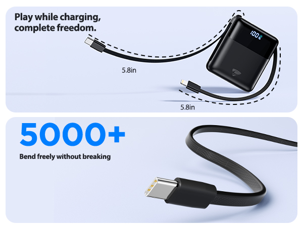 portable charger with built in cable