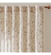 Chorowl Beige Boho Floral Linen Curtains 2 Panels for Living Room 84 Inch | Taupe Vintage Cottage...