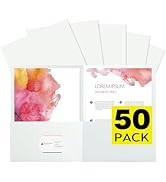 pmybupo 50Pcs White Folders with Pockets and Business Card Holder,2 Pocket Folders for School,Hom...