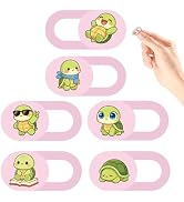 PRESSINART 6Pcs 6 Styles Pink Laptop Camera Cover Slide Turtle Design 0.03 Inch Ultra Thin Webcam...