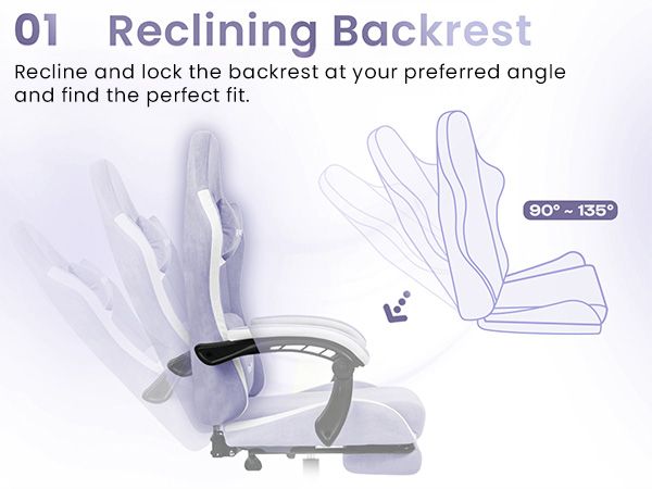 Ergonomic purple gaming chair with lumbar support swivel home office computer desk