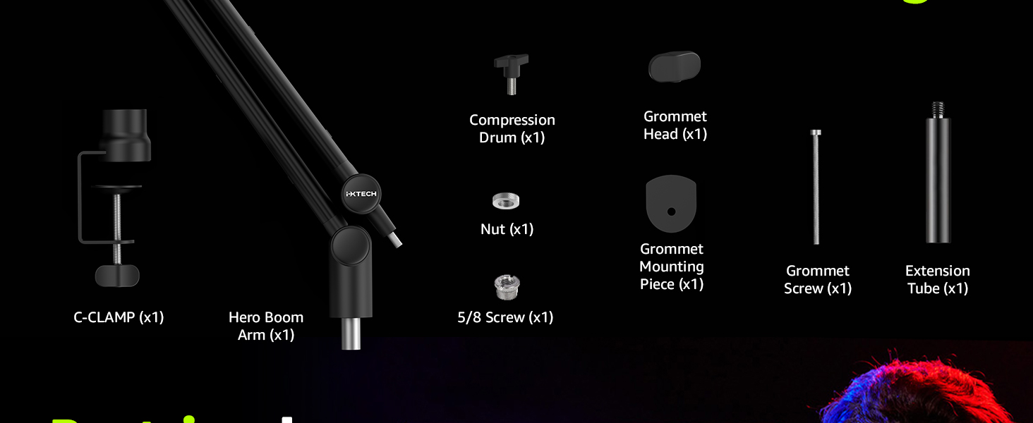 mic boom arm microphone stand mount desk mount desktop blue yeti elgato stands computer podcast