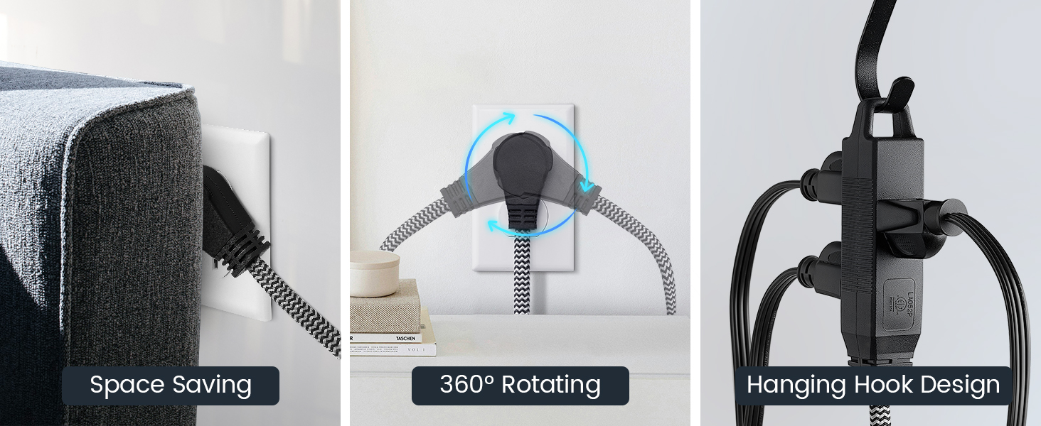 black flat extension cord