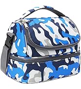 FlowFly Kids Double Decker Cooler Insulated Lunch Bag Large Tote for Boys, Girls, Men, Women, Wit...