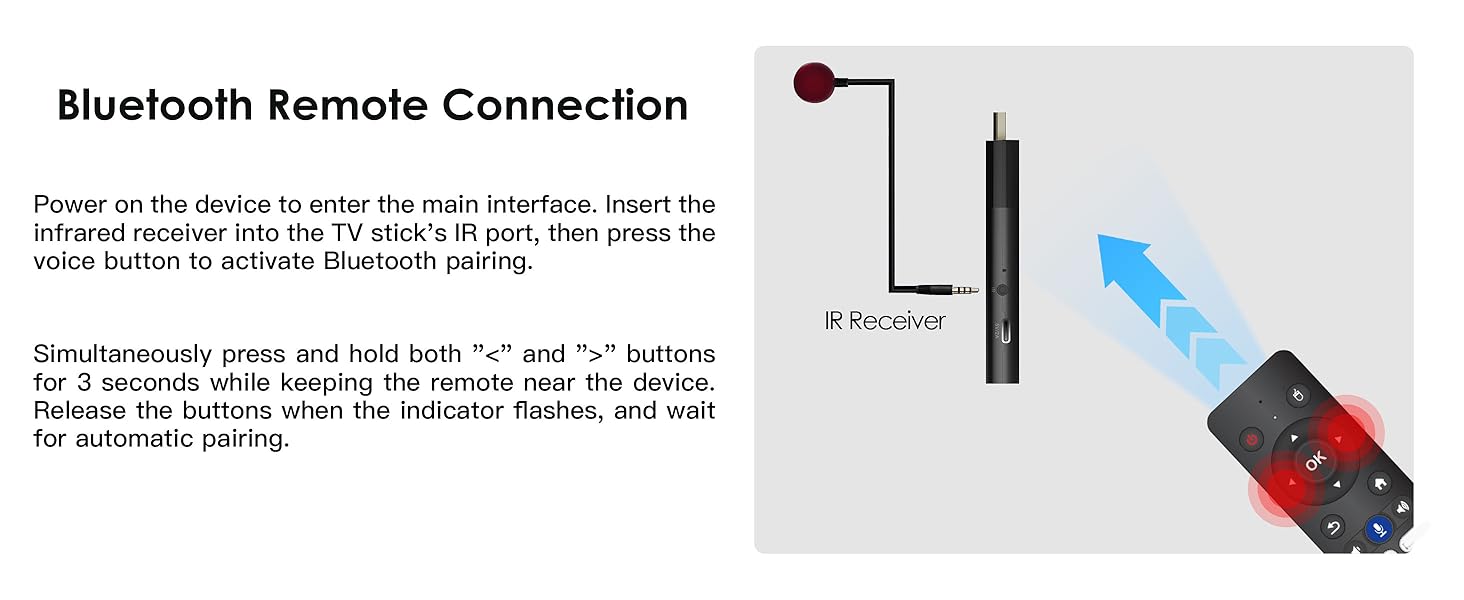 BL Android TV Stick comes with an improved Bluetooth remote control.