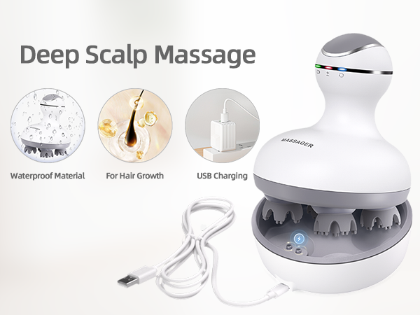 cotsoco Electric Scalp Head Massager with 4 Heads 84 Nodes for Hair Growth and Stress Release