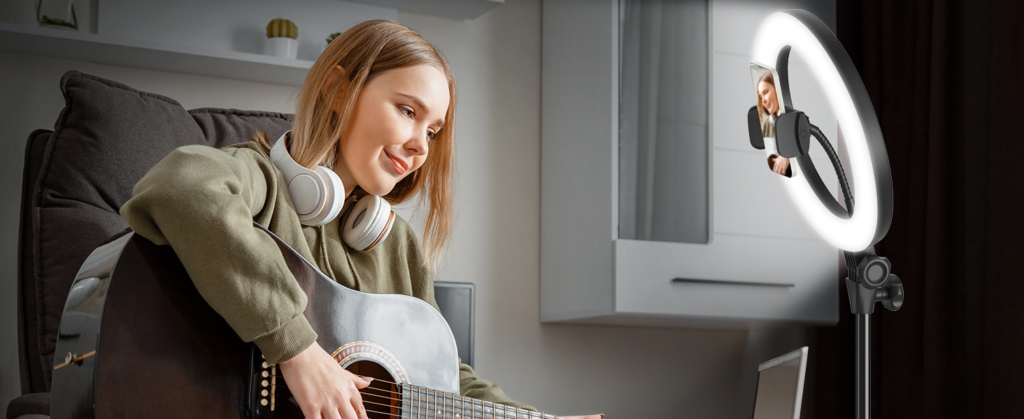 ring light stand selfie tripod photography lighting phone video recording laptop portable overhead