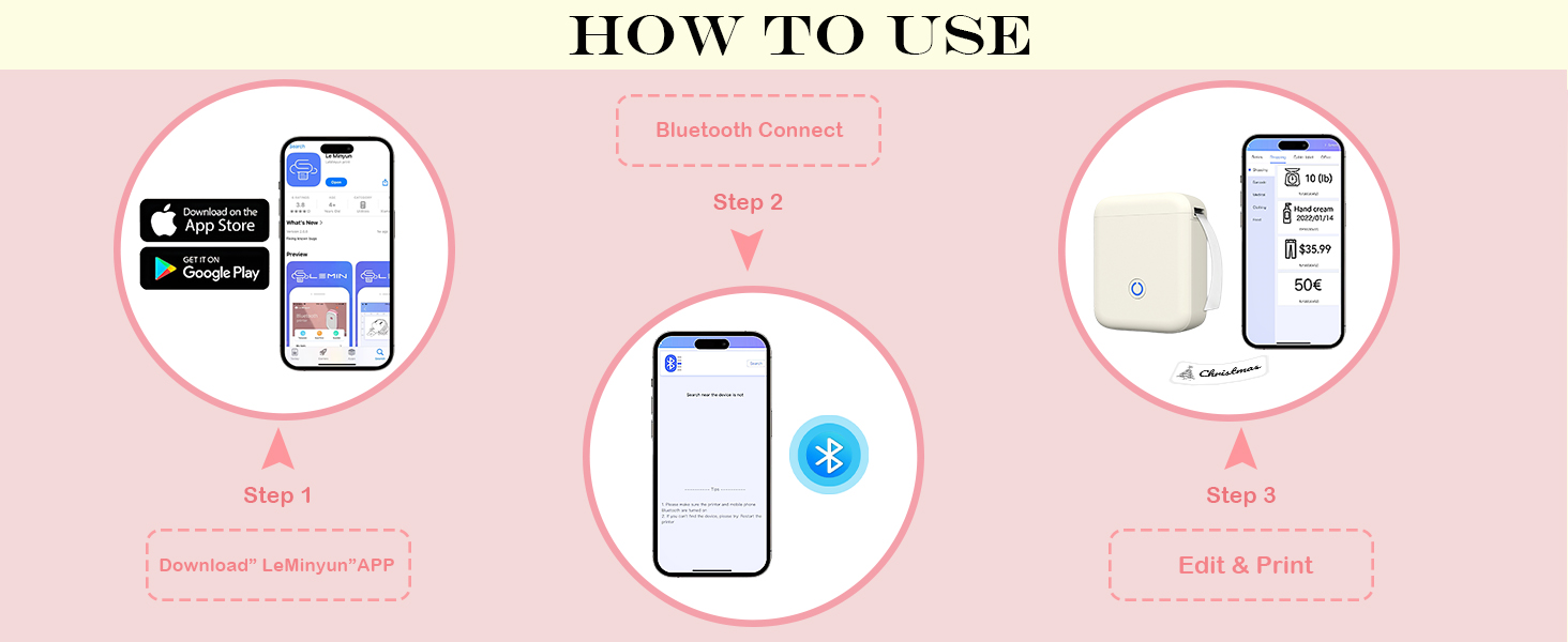 Label Maker Machine with Tape 300DPI Bluetooth Label Printer Portable Thermal Printer Sticker Maker