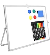 Dry Erase White Board - 12''x16'' Magnetic Desktop Whiteboard with Stand, 8 Markers, 4 Magnets, 1...