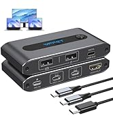XPTSFDU Dual USB C KVM Switch 4K@60Hz HDMI USB C Thunderbolt KVM Switch for 2 Computers 1 Monitor...