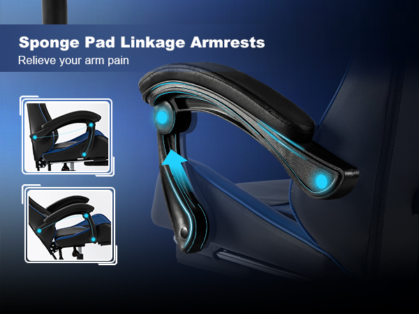 computer gaming chair with linkage armrests