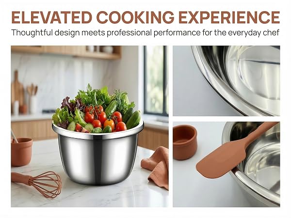 these metal mixing bowls feature a polished mirror finish