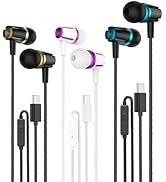 Rayleigh USB C Headphones with Microphone 3 Pack, Wired Earbuds with Heavy Bass, Type C Earphones...