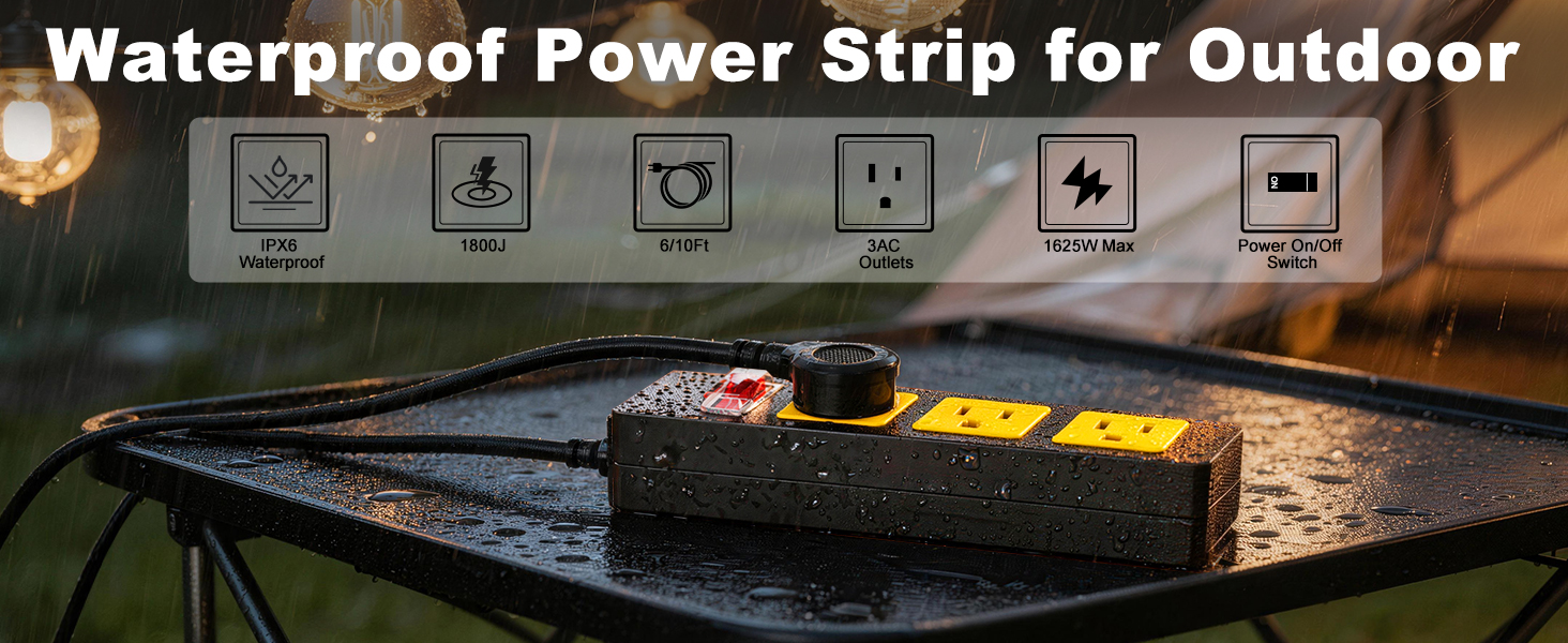 Waterproof Power Strip with Extension Cord Outdoor