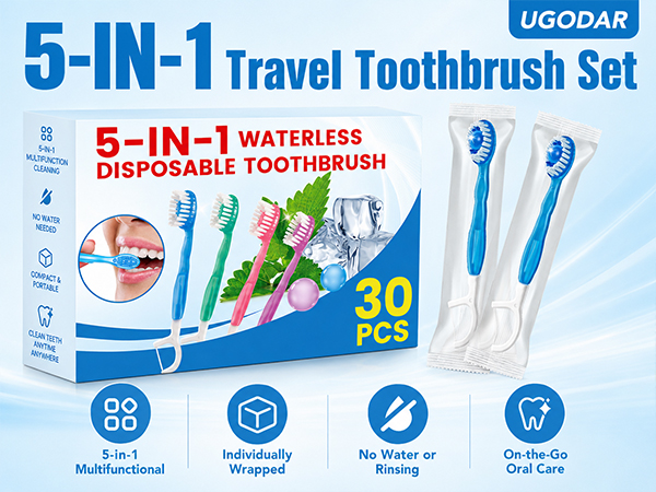 5-IN-1 Travel Toothbrush Set