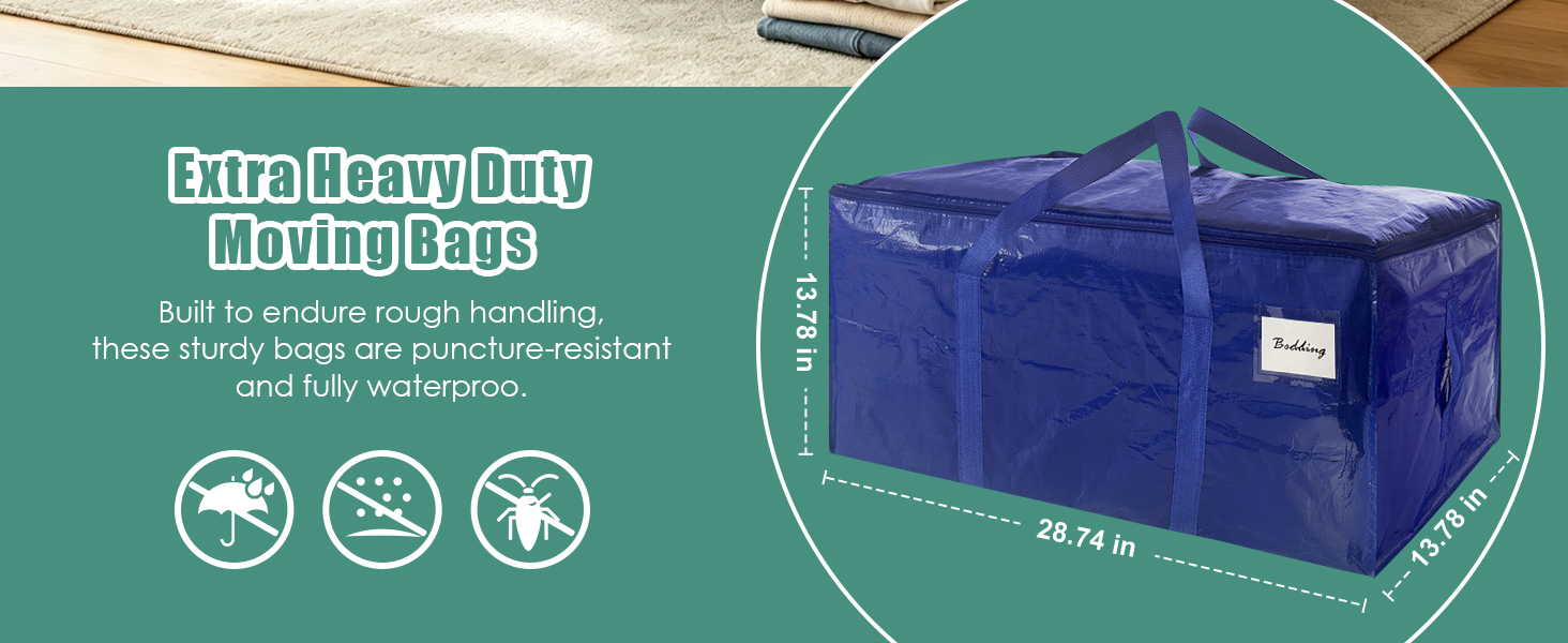 Extra Heavy Duty Large Moving Bags with Strong Zipper &amp;amp; Carrying Handles