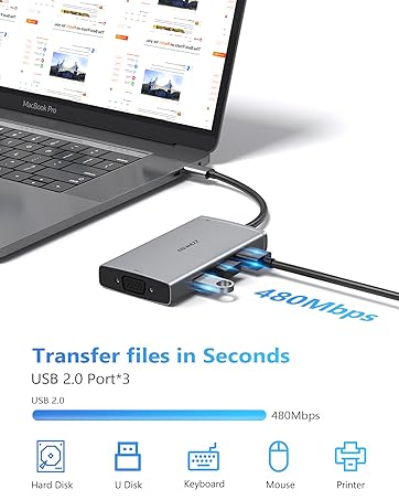 USB C Docking Station Dual Displayport Monitor for Dell/Lenovo/HP Laptop