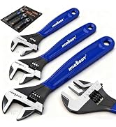 HORUSDY 3-Piece Adjustable Wrench Set (6/8/10 in), Wide Jaw Black Oxide Finish, Cr-V Steel, Metri...