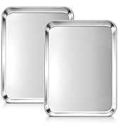 LIANYU Stainless Steel Tray for Baking, 9.2x7” Small Cookie Baking Sheet Pan, Metal Cooking Sheet...