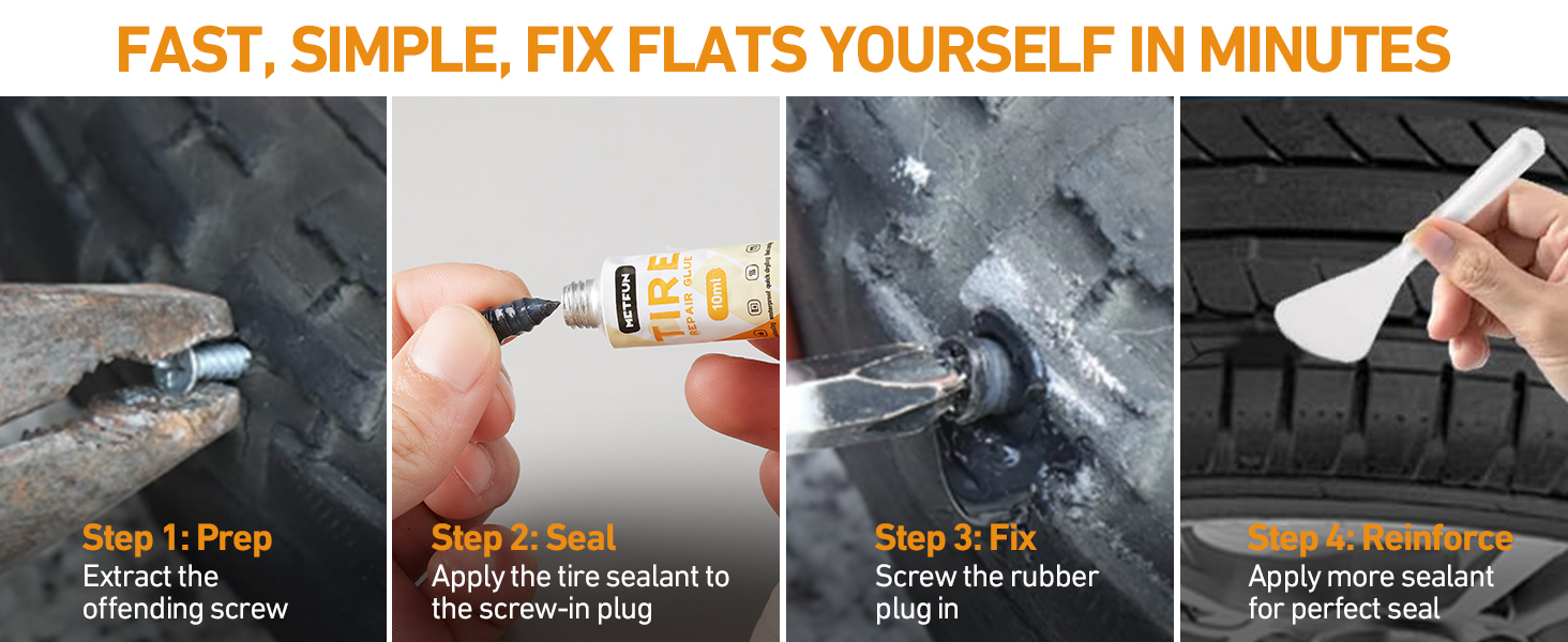 fast and easy to apply tire sealant glue and screw the repair nail
