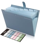 SKYDUE Expanding File Organizer with 8 Pockets, Accordion File Folders with Labels, Portable Docu...