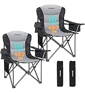 KingCamp Oversized Camping Folding Chair, Heavy Duty 450 LBS with Lumbar Support, Padded seat wit...