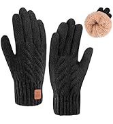 YukiniYa Kids Gloves Winter Thermal Double-Layer Knit Wool Fleece Lined Touchscreen for Boys Girl...