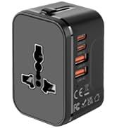 Universal Travel Adapter Fast Charger, Worldwide Plug Adapter with 2 USB-C PD20W &amp;amp; Dual USB-A QC