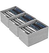 Qozary 3 Pack 7 Grids Jeans Wardrobe Clothes Organizer, Washable Foldable Closet Organizers and S...