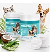 jioijioi 2Pcs Pets Eye Wipes,Eye Defense Wipes,Tear Stain Remover for Pet,Gentle Textured Eyes Ar...