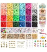 6000+PCS Clay Beads Bracelet Making Kit,24 Color Christmas Flat Preppy Beads for Friendship Jewel...