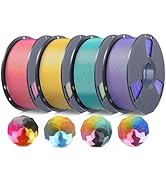 SUNLU Multicolor 4-Color Silk PLA+ Filament Bundle, Silk PLA+ 3D Printer Filament 1.75mm +/- 0.02...