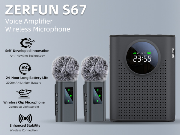 Rechargeable Voice Amplifier Wireless Microphone for Teachers Classroom