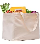 Canvas Reusable Grocery Bags Heavy Duty, 8.3 gal Foldable Large Canvas Tote Bag with Handles, Hol...