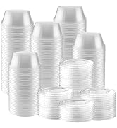 NYHI 100-Pack Jello Shot Cups with Lids - 2 Ounce Clear Plastic Containers with Leak-Proof Lids -...