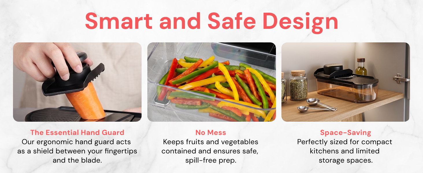 Fullstar 4 in 1 Essential Mandoline Slicer smart and safe design
