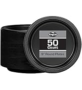 Hanna K. Signature Collection Black Plastic Plates 9 Inch - 50 count - Plastic Solid Round Party ...