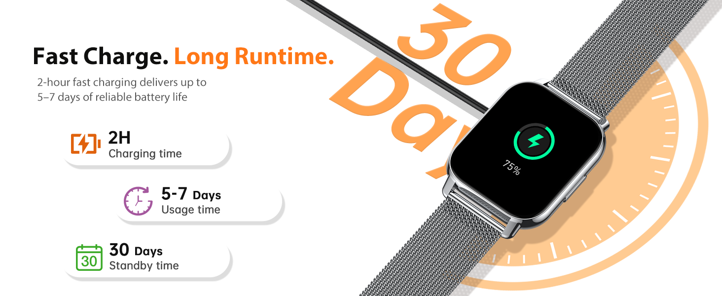 smart watch for iphone compatible; Excellent battery life