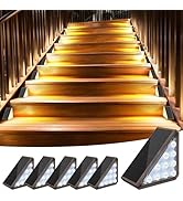AUDLES 6 Pack Solar Stair Lights Outdoor Stair Lights with Waterproof IP67 LED Solar Light for Ou...