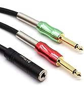 SiYear 1/4" Stereo to Dual 1/4" Mono Insert Cable, 6.35mm (Quarter inch Female TRS to Dual 1/4 In...