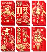 AIERSA Chinese New Year Red Envelopes Dragon 2024, 18Pcs Hong Bao for lunar New Year, Red Packets...