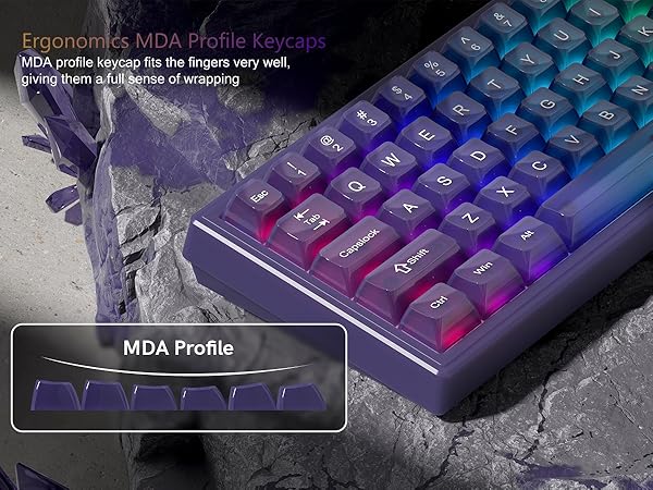 Womier Keyboard Keycaps Jelly, Purple Cute Keycaps, Transparent Clear Custom Key Cap