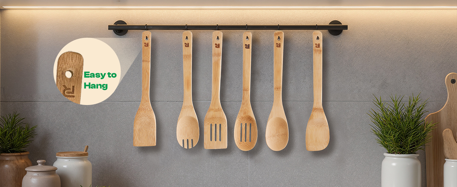 Riveira Bamboo Cooking Spoons 6-Piece