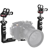 MINIFOCUS Underwater Camera Handle Tray Bracket, Dual Handle Extendable Aluminum Alloy Video Stab...